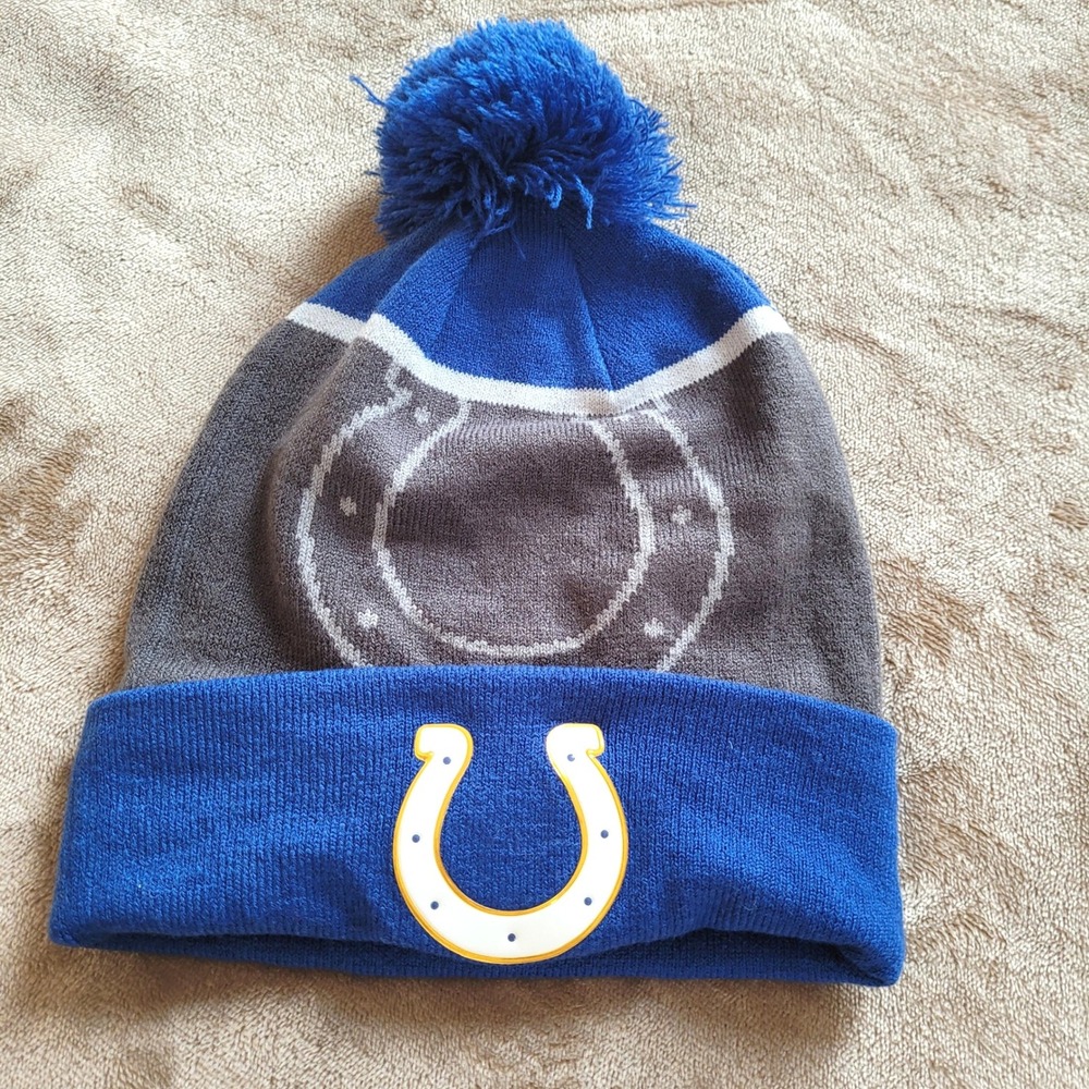New Era Indianapolis Colts Mens Knit Pom Beanie OSFM NFL Football Fan Gear 21894
